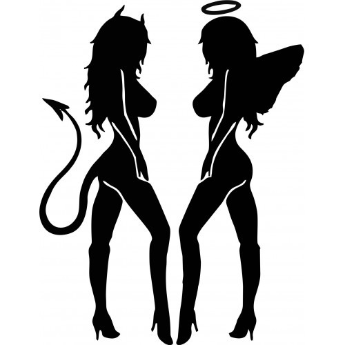 Angel and Devil facing each other