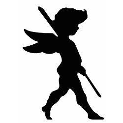 Cherub with walking stick