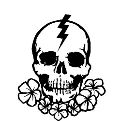 Skull and flowers and lightning